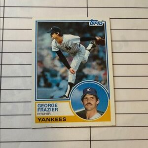 Topps Yankees Baseball Card with Blue and Yellow Accents